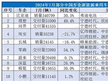 7月新能源乘用車(chē)（已公布）銷(xiāo)售TOP10出爐，配套電池有哪些？